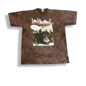 Liquid Blue Vintage 90s Very Rare Brown Tie-Dye Led Zeppelin T-Shirt